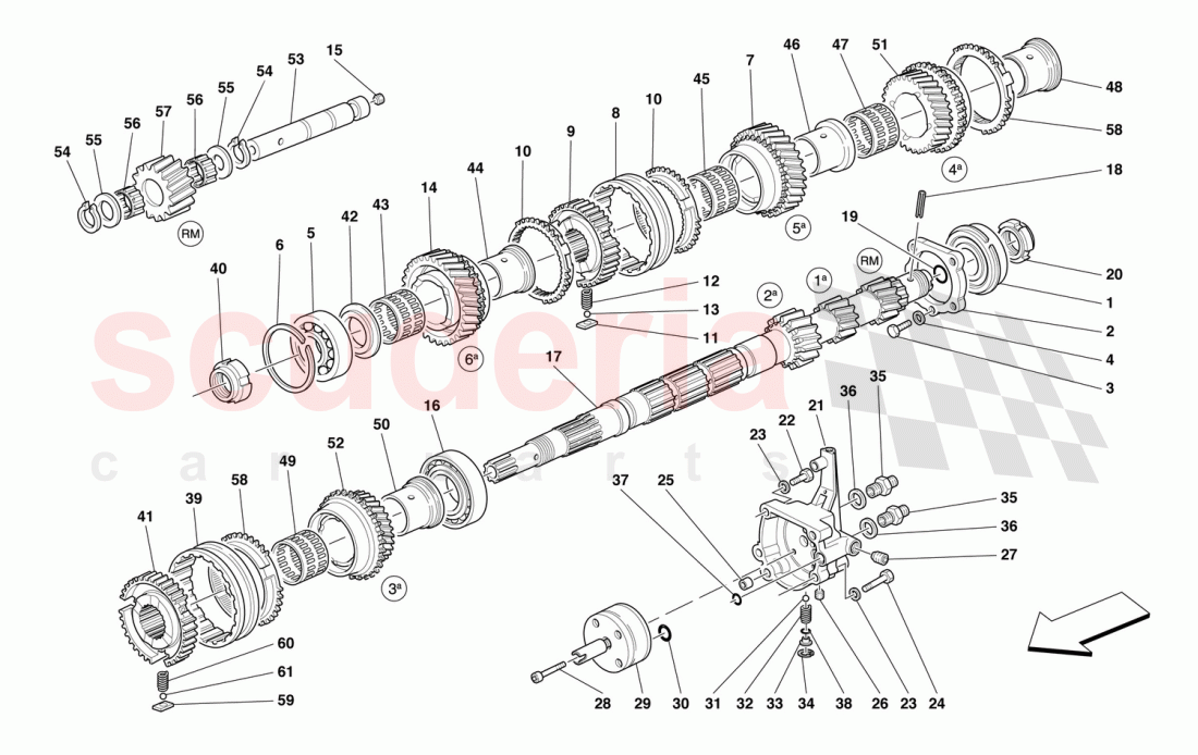 MAIN SHAFT GEARS AND CLUTCH OIL PUMP of Ferrari Ferrari 550 Barchetta