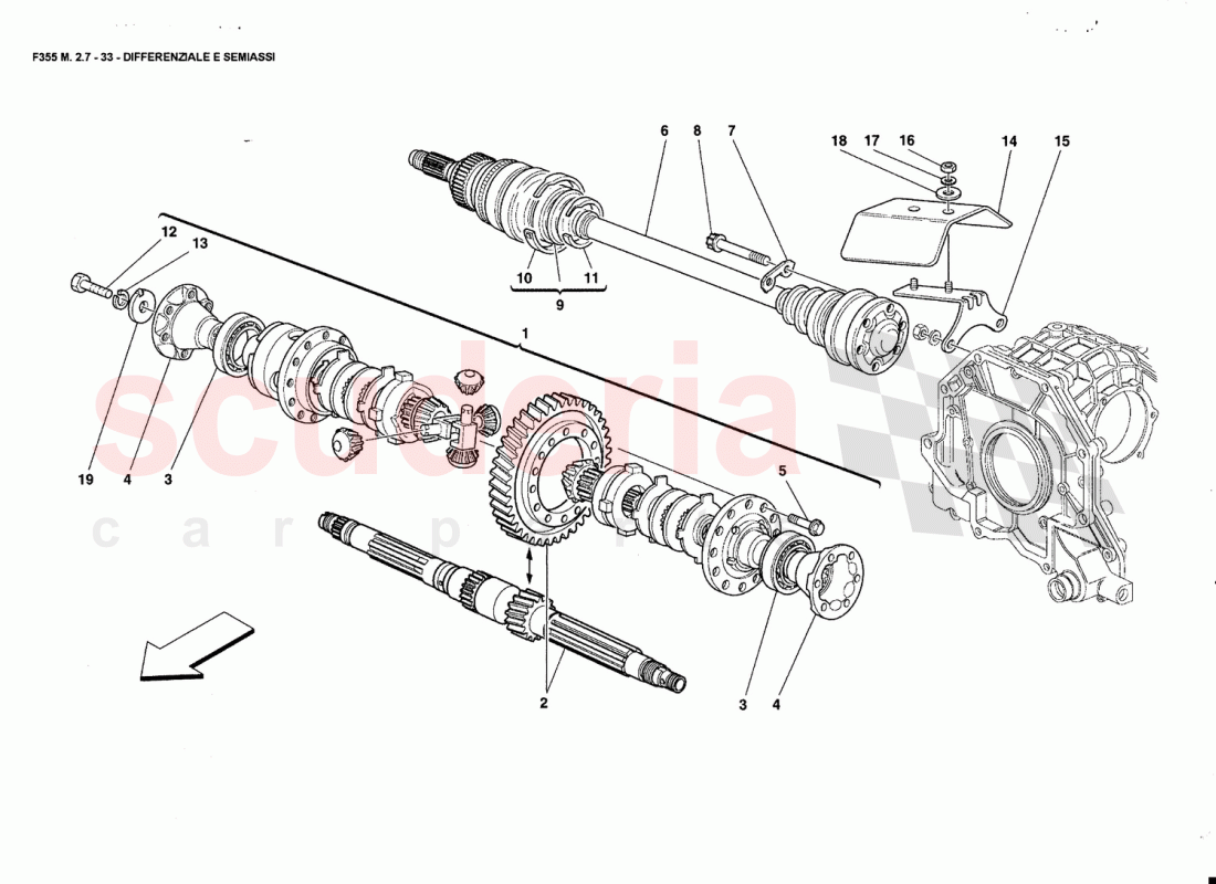 DIFFERENTIAL ANO AXLE SHAFTS of Ferrari Ferrari 355 (2.7 Motronic)