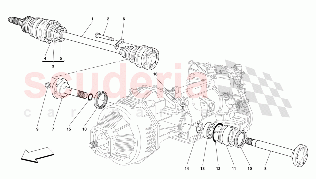 FLANGES AND AXLE SHAFT -Valid for 456 GTA- of Ferrari Ferrari 456 GT/GTA