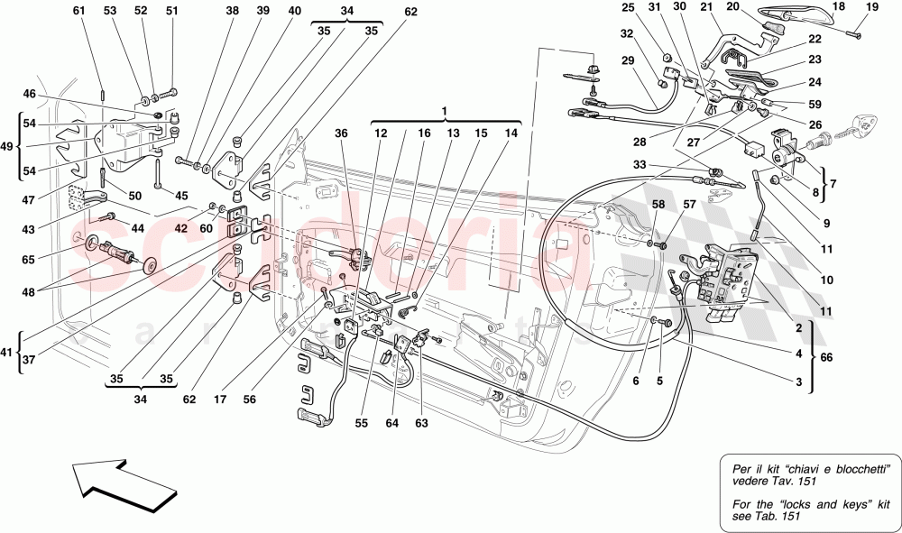 DOORS - OPENING MECHANISM AND HINGES of Ferrari Ferrari 430 Spider