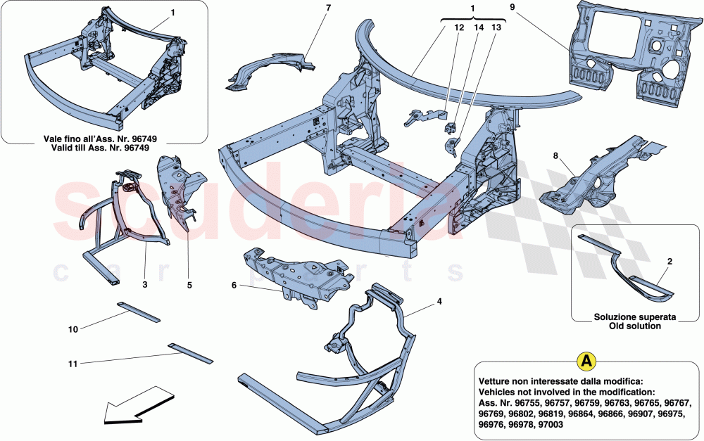 CHASSIS - COMPLETE FRONT STRUCTURE AND PANELS of Ferrari Ferrari 458 Italia