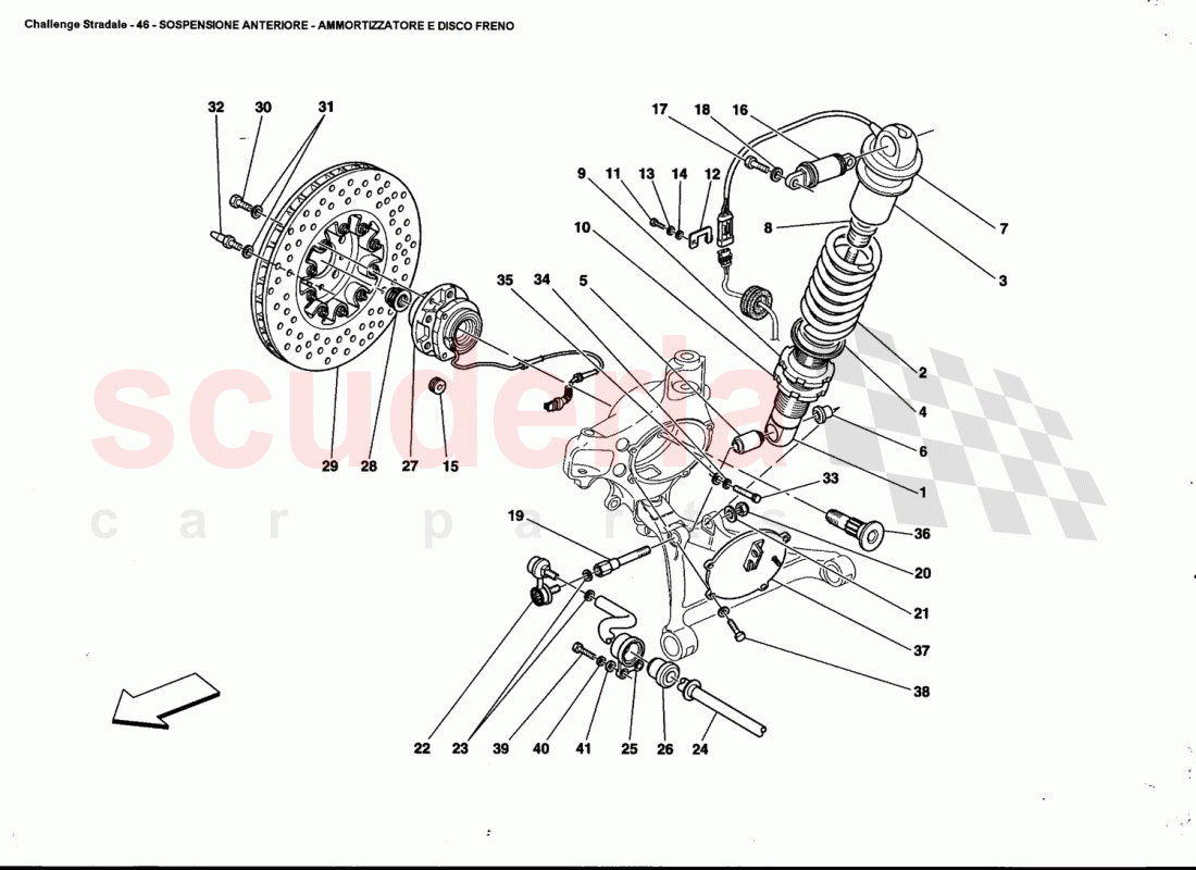 FRONT SUSPENSION - SHOCK ABSORBER AND BRAKE DISC of Ferrari Ferrari 360 Challenge Stradale