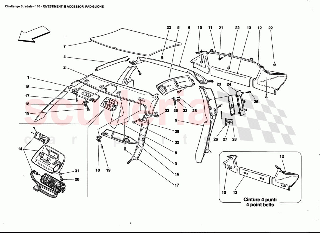 ROOF PANEL UPHOLSTERY AND ACCESSORIES of Ferrari Ferrari 360 Challenge Stradale