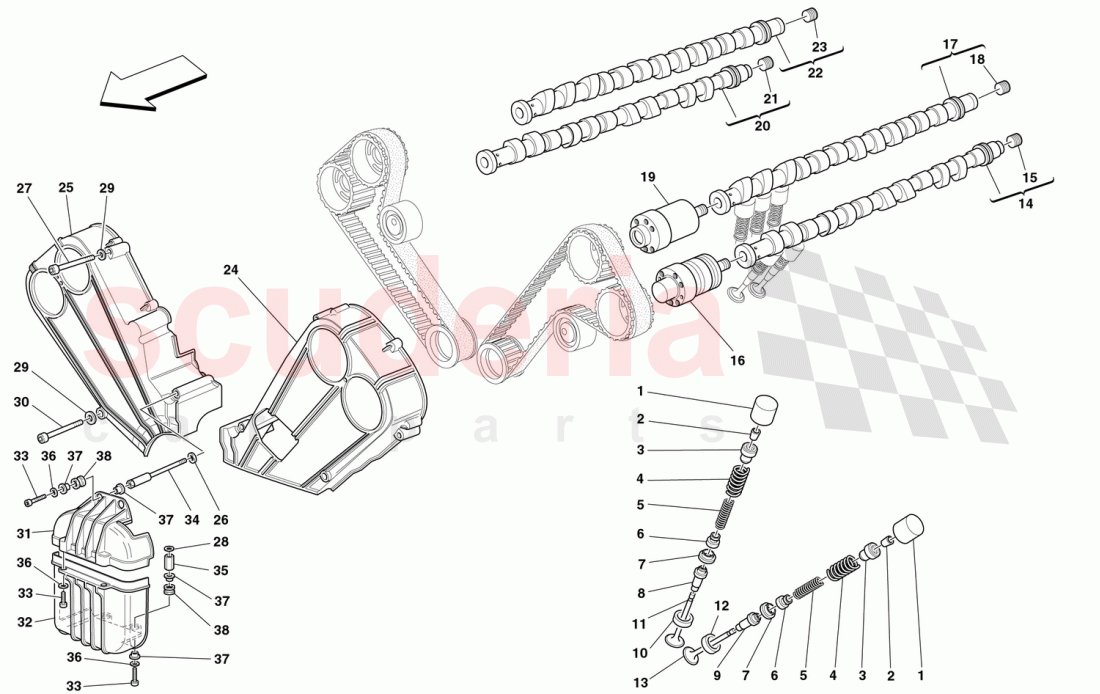 TIMING - TAPPETS AND SHIELDS of Ferrari Ferrari 360 Spider