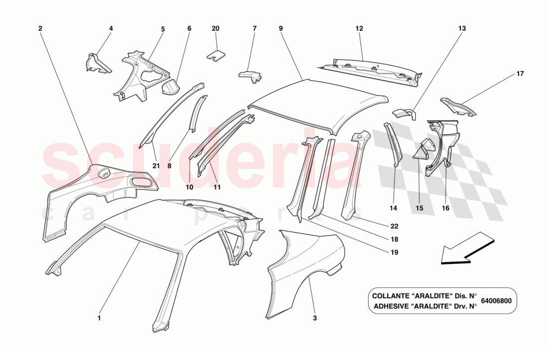 ROOF PANEL STRUCTURES AND COMPONENTS of Ferrari Ferrari 456 M GT/GTA