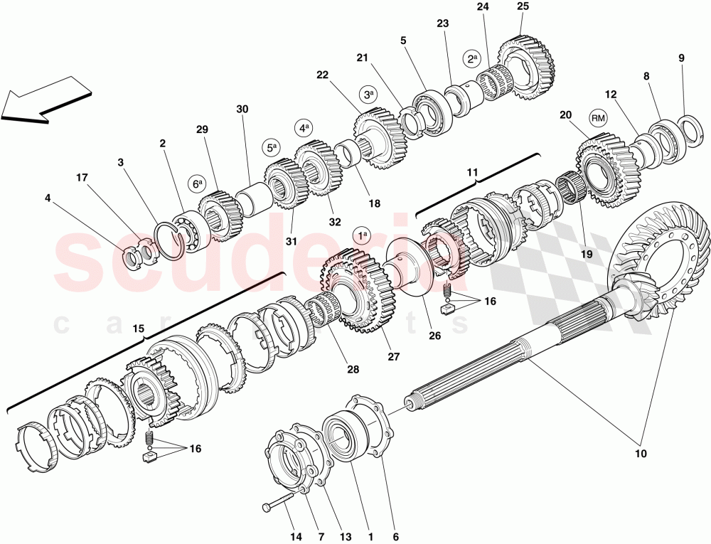 SECONDARY GEARBOX SHAFT GEARS of Ferrari Ferrari 612 Scaglietti