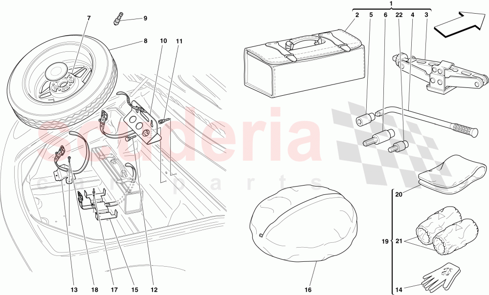 SPARE WHEEL AND TOOLS -Optional- of Ferrari Ferrari 430 Scuderia