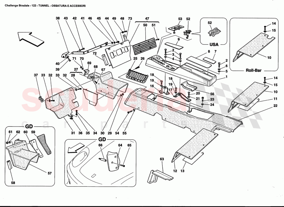 TUNNEL - FRAMEWORK AND ACCESSORIES of Ferrari Ferrari 360 Challenge Stradale