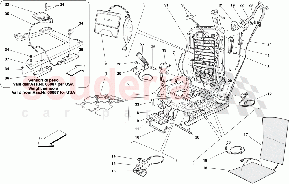 ELECTRIC FRONT SEAT - SEAT BELTS AND DEVICES of Ferrari Ferrari 612 Sessanta