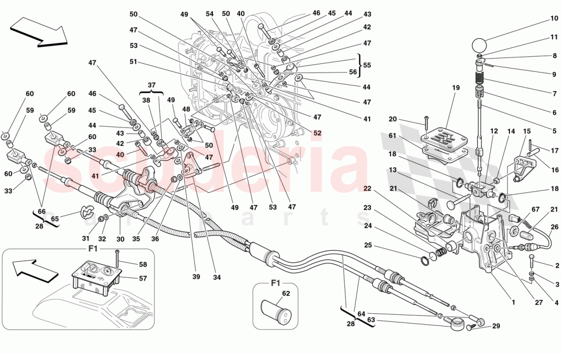 OUTSIDE GEARBOX CONTROLS of Ferrari Ferrari 360 Spider