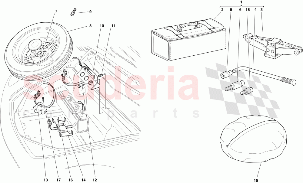 SPARE WHEEL AND TOOLS -OPTIONAL- of Ferrari Ferrari 430 Spider