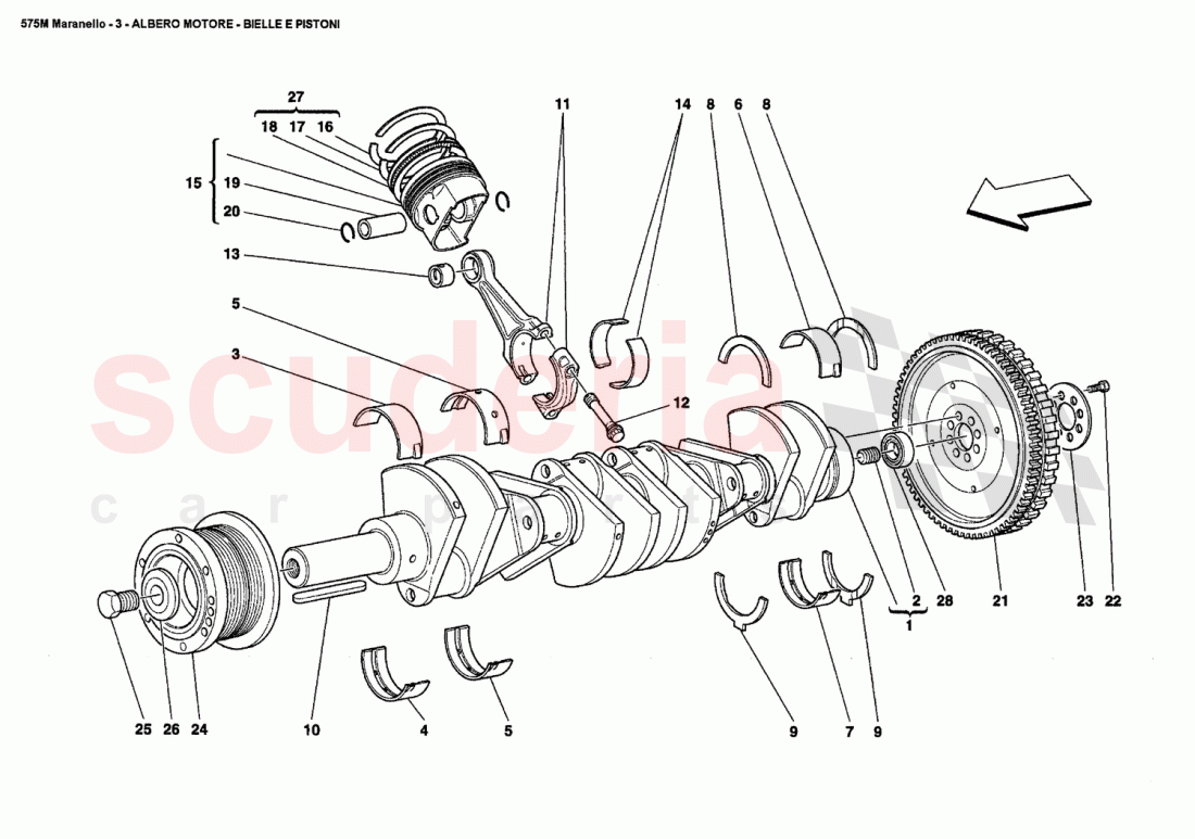 DRIVING SHAFT - CONNECTING RODS AND PISTONS of Ferrari Ferrari 575M Maranello