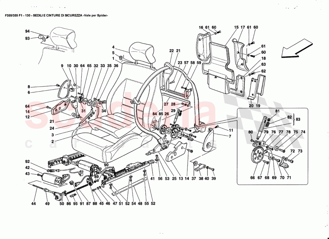 SEATS AND SAFETY BELTS -Valid for Spider- of Ferrari Ferrari 355 (5.2 Motronic)