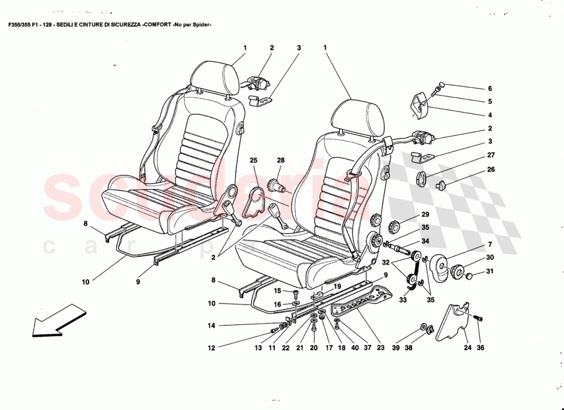 SEATS AND SAFETY BELTS -COMFORT-Nat far Spider- of Ferrari Ferrari 355 (5.2 Motronic)