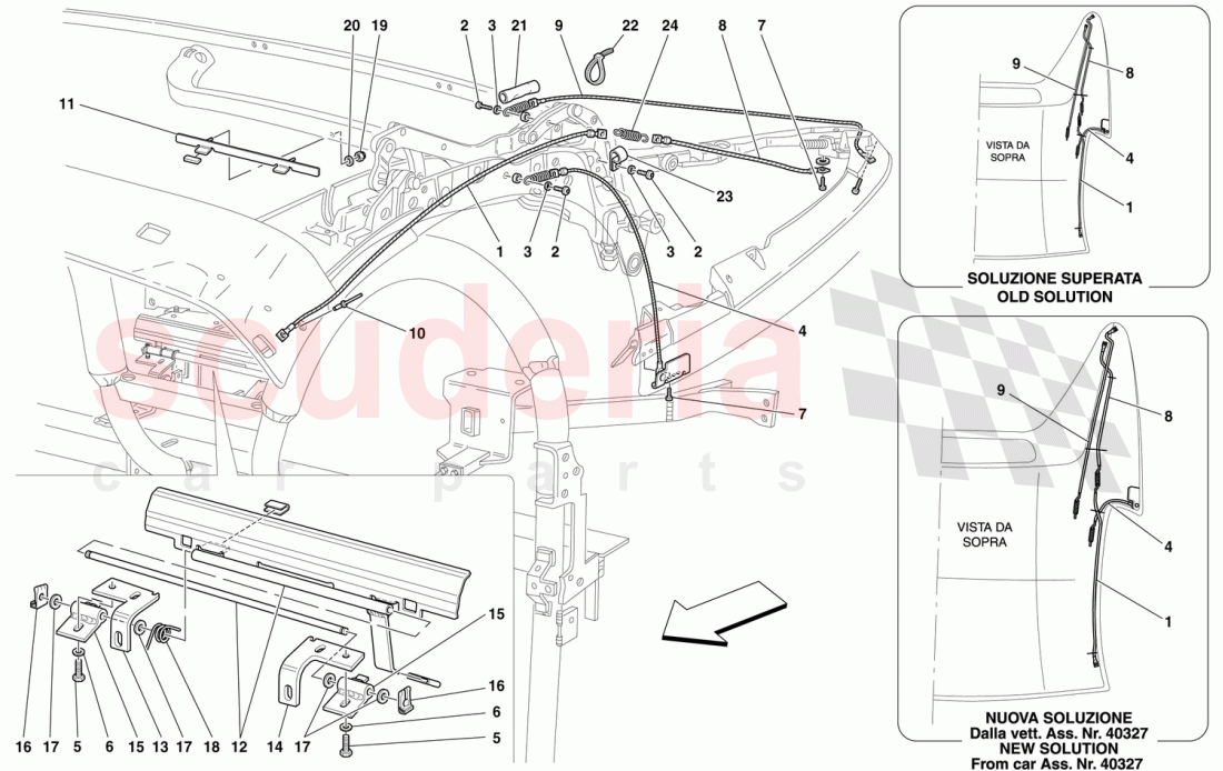 CAPOTE MECHANISM AND TIE RODS of Ferrari Ferrari 360 Spider