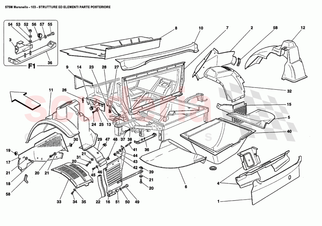 REAR STRUCTURES AND COMPONENTS of Ferrari Ferrari 575M Maranello