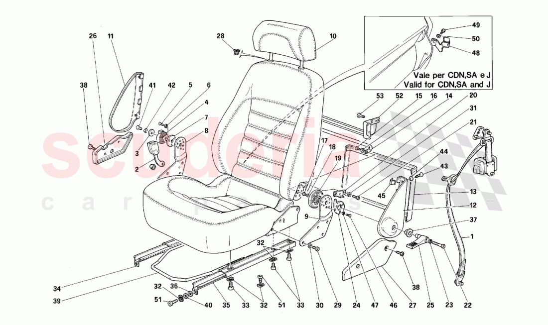 Seats and safety belts -Not for USA- of Ferrari Ferrari 512 M