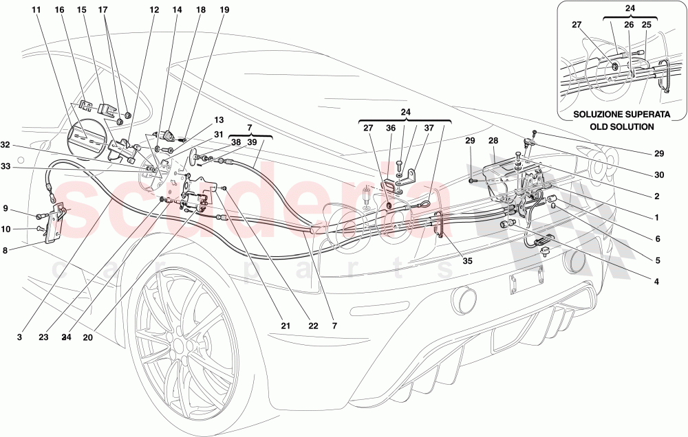 ENGINE COMPARTMENT LID AND FUEL FILLER FLAP OPENING MECHANISMS of Ferrari Ferrari 430 Scuderia