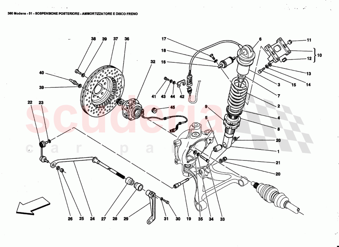 REAR SUSPENSION - SHOCK ABSORBER AND BRAKE DISC of Ferrari Ferrari 360 Modena