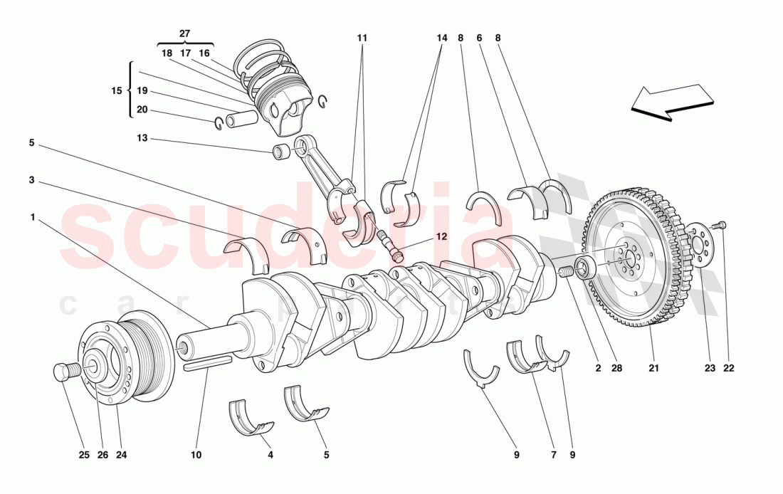 DRIVING SHAFT - CONNECTING RODS AND PISTONS of Ferrari Ferrari 550 Barchetta