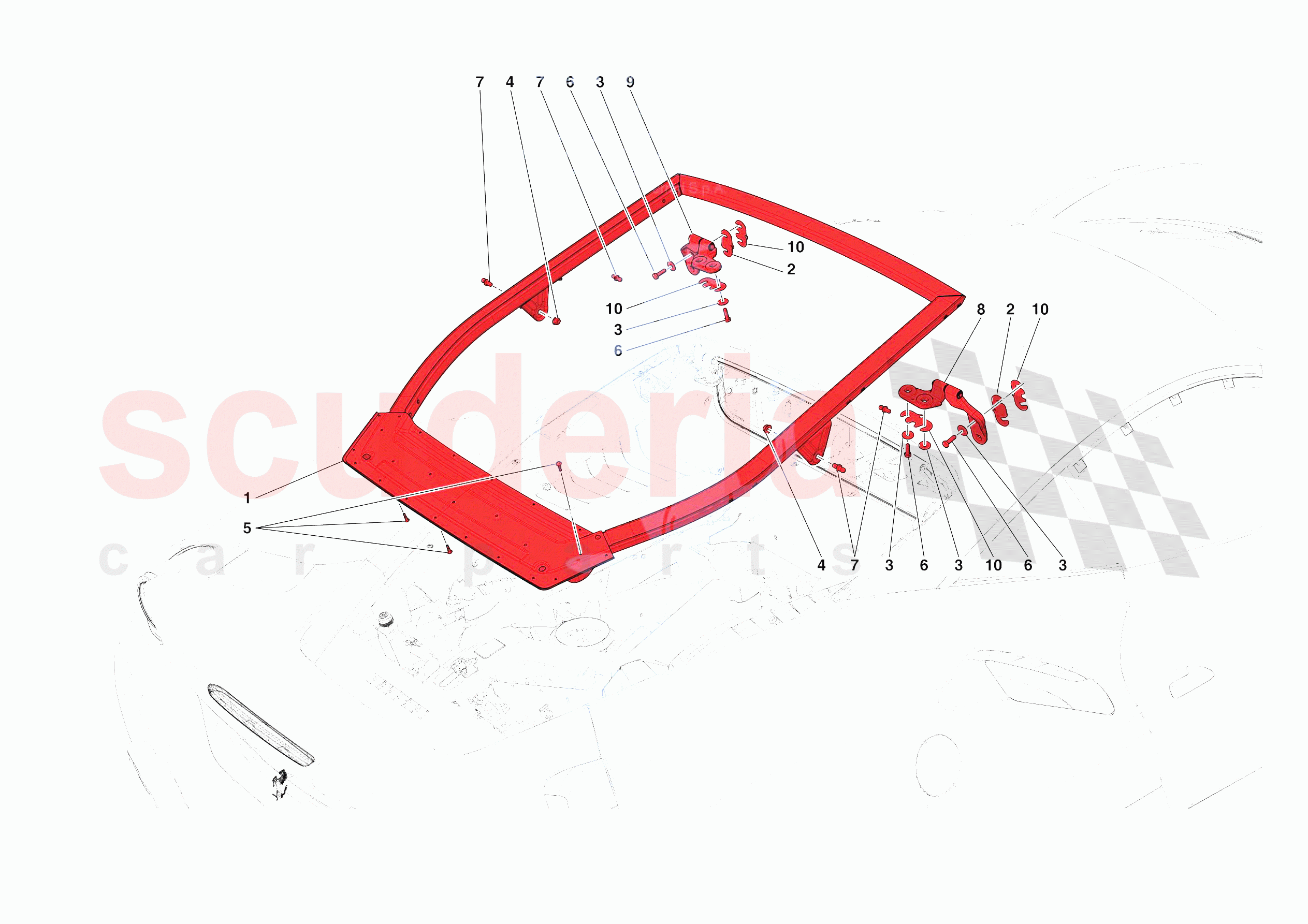 REAR LID SUBSTRUCTURE of Ferrari Ferrari 488 Pista Europe