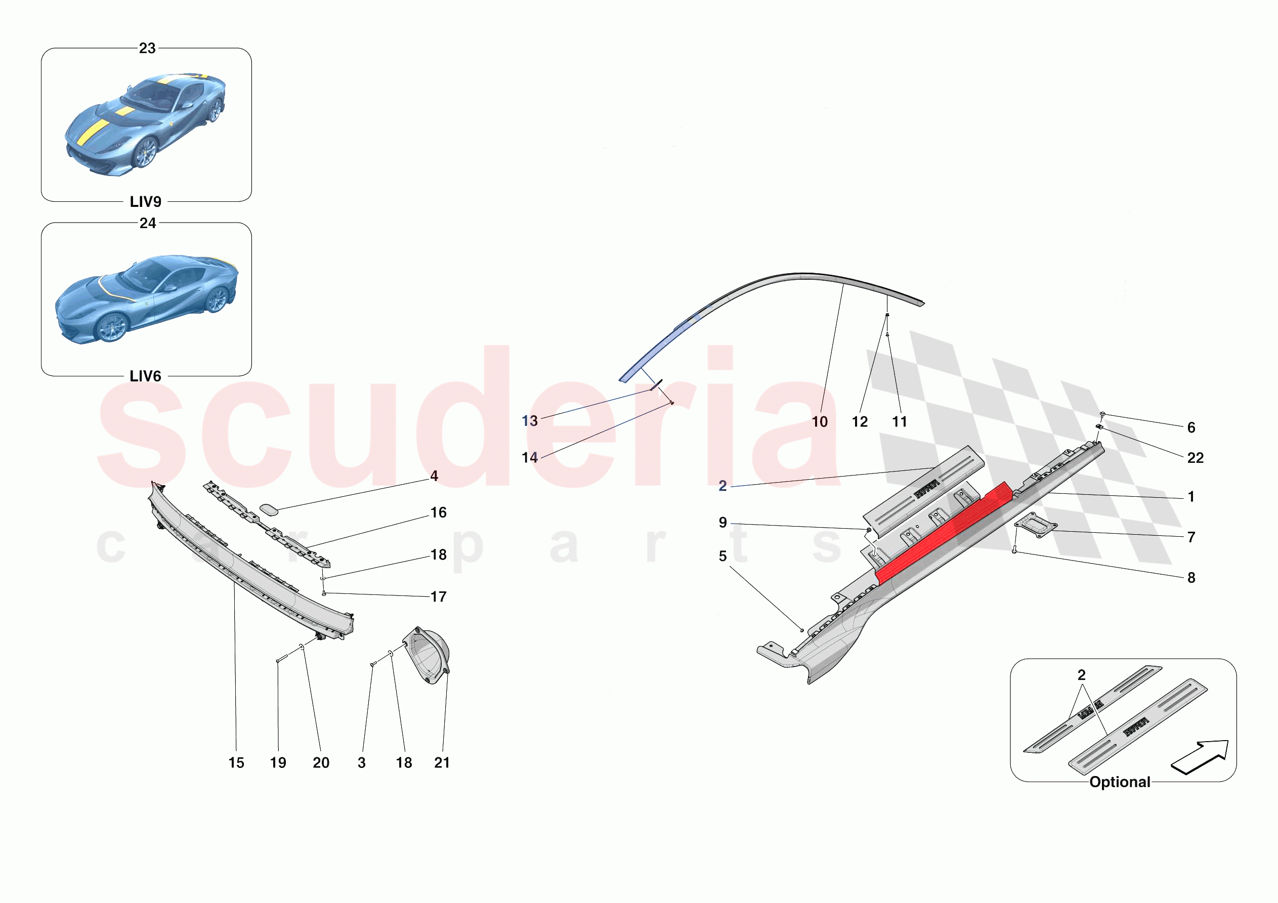 EXTERNAL LATERAL TRIM of Ferrari Ferrari 812 Competizione Europe