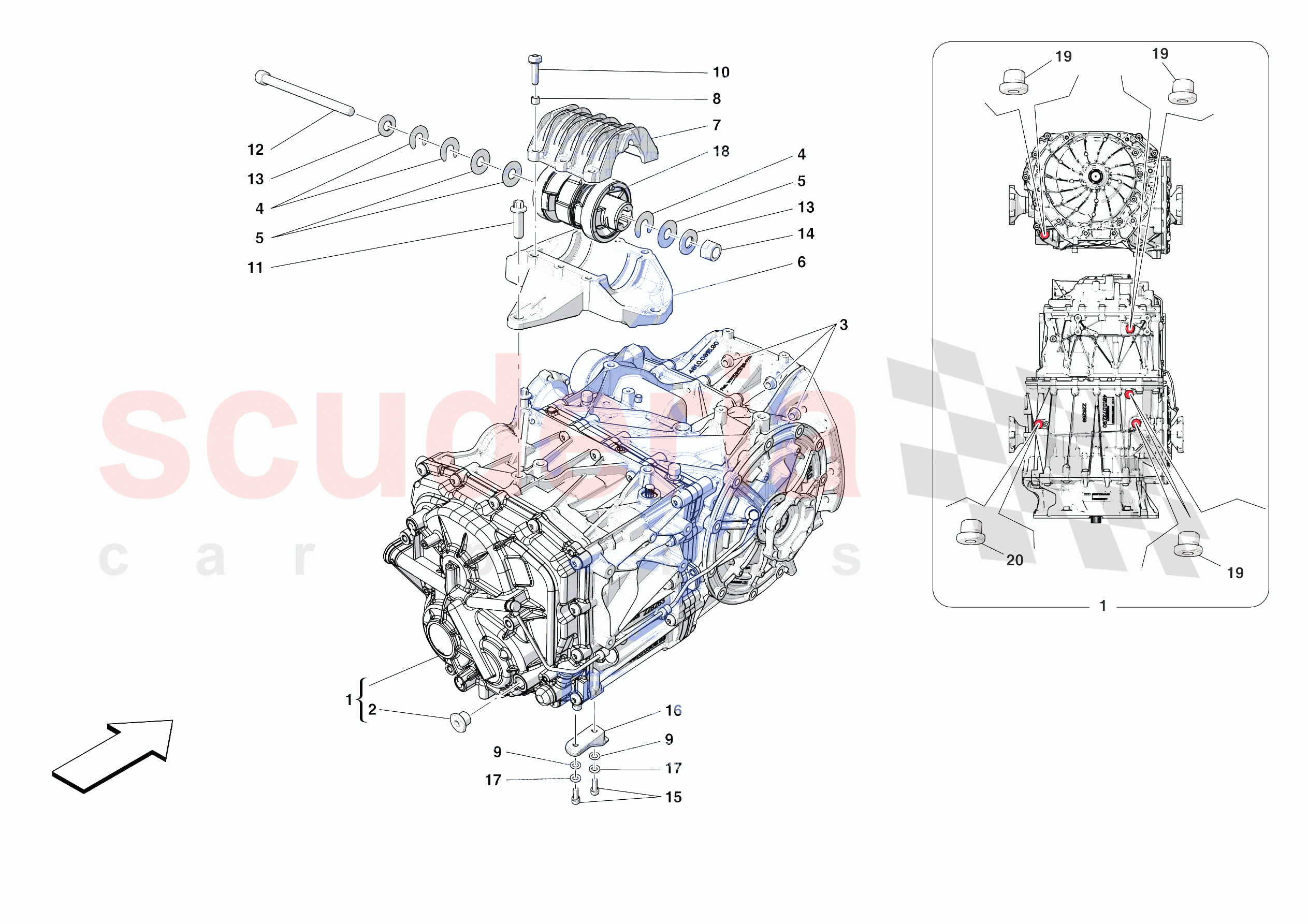 GEARBOX AND FASTENERS of Ferrari Ferrari F8 Tributo Europe