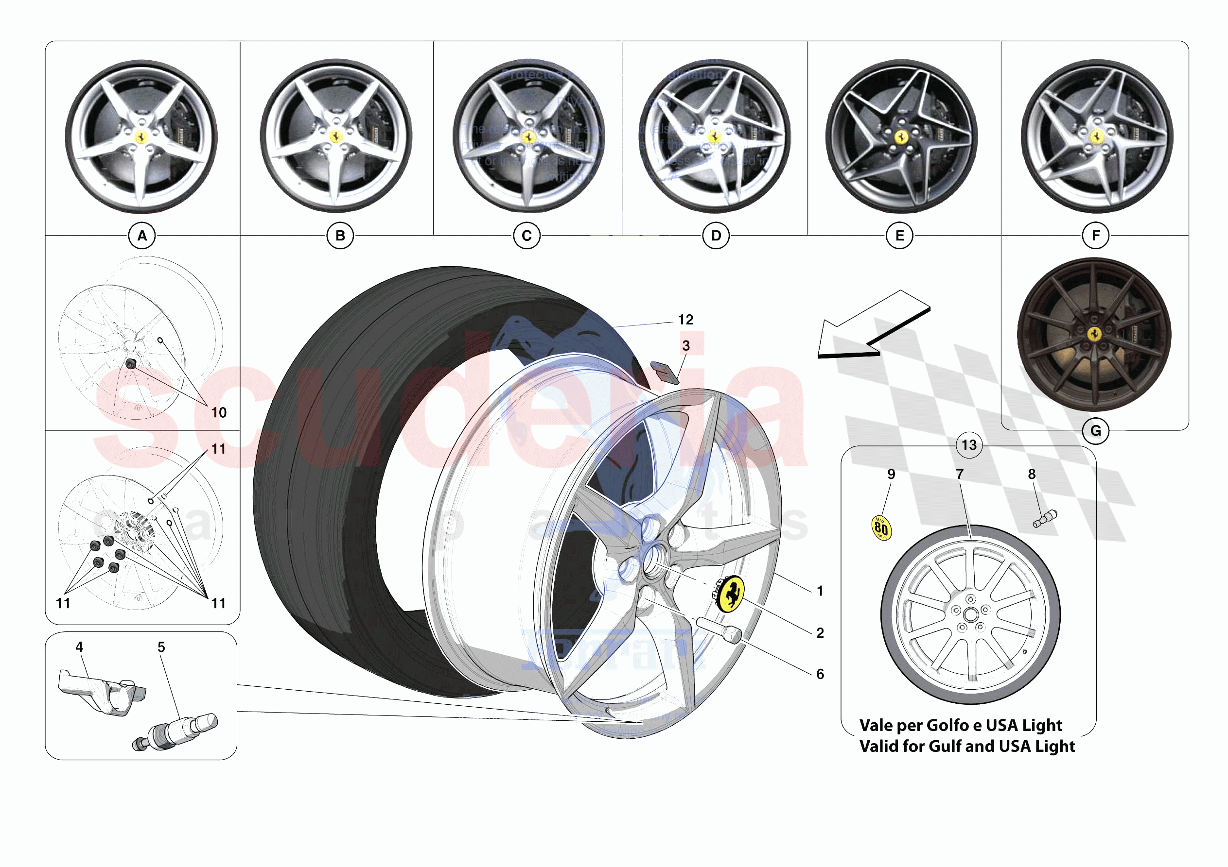 COMPLETE WHEELS of Ferrari Ferrari F8 Tributo USA