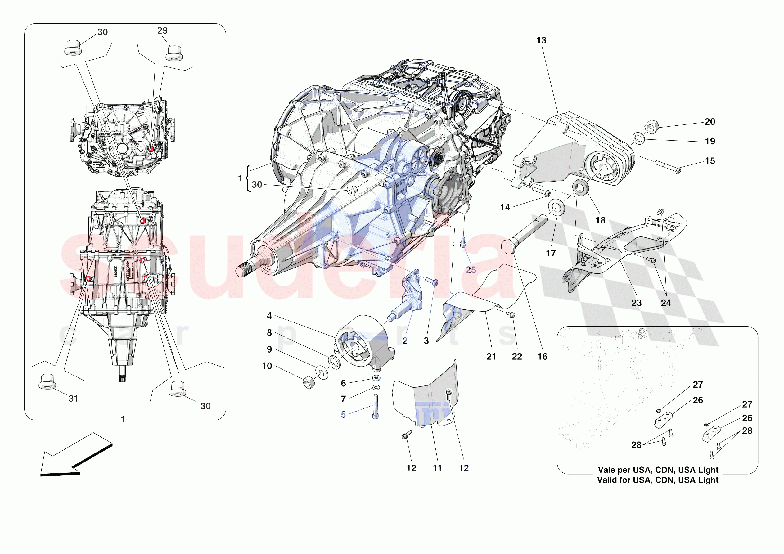 GEARBOX AND FASTENERS of Ferrari Ferrari Portofino Europe RH