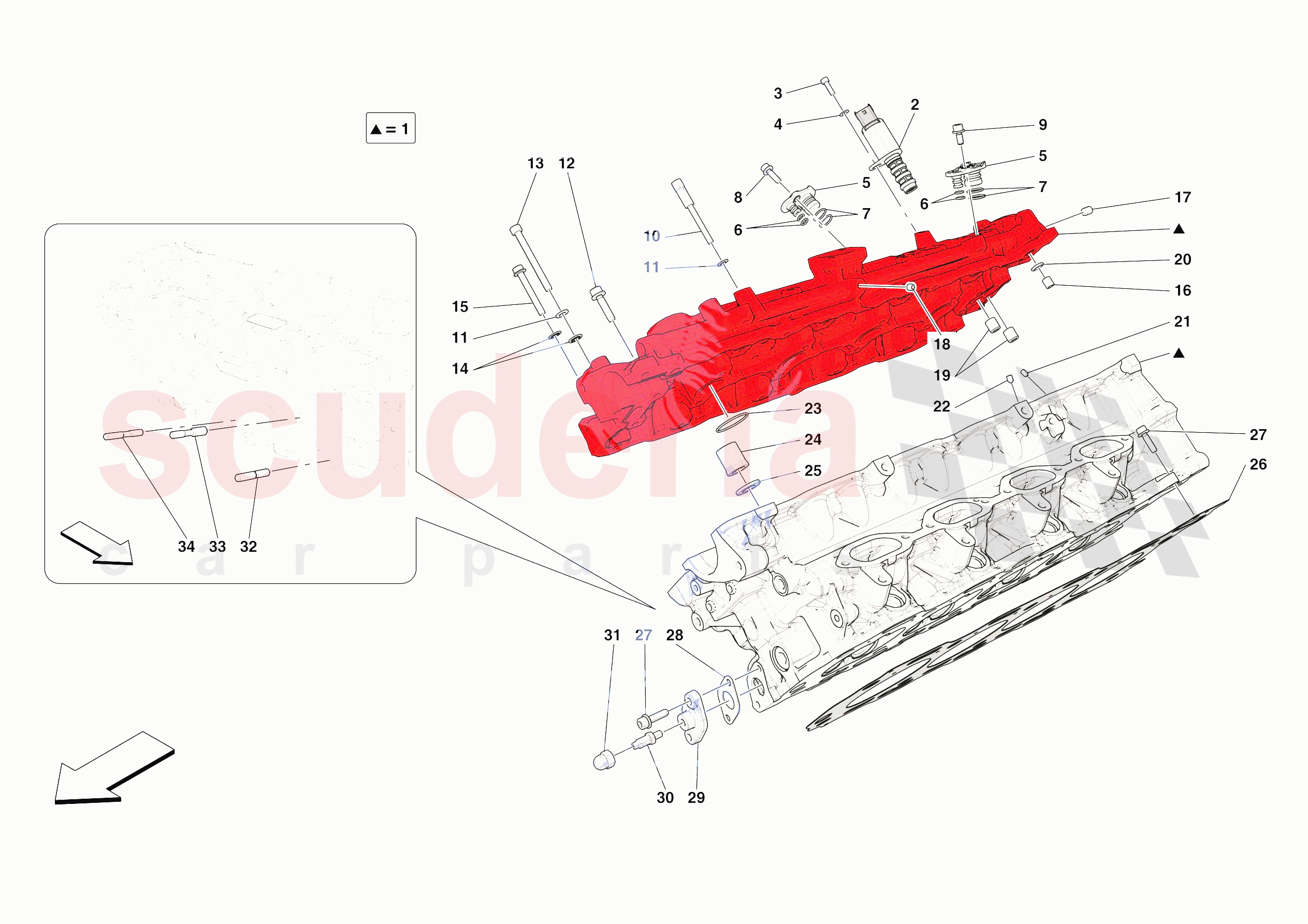 CYLINDER HEADS - RH HEAD of Ferrari Ferrari Roma Europe