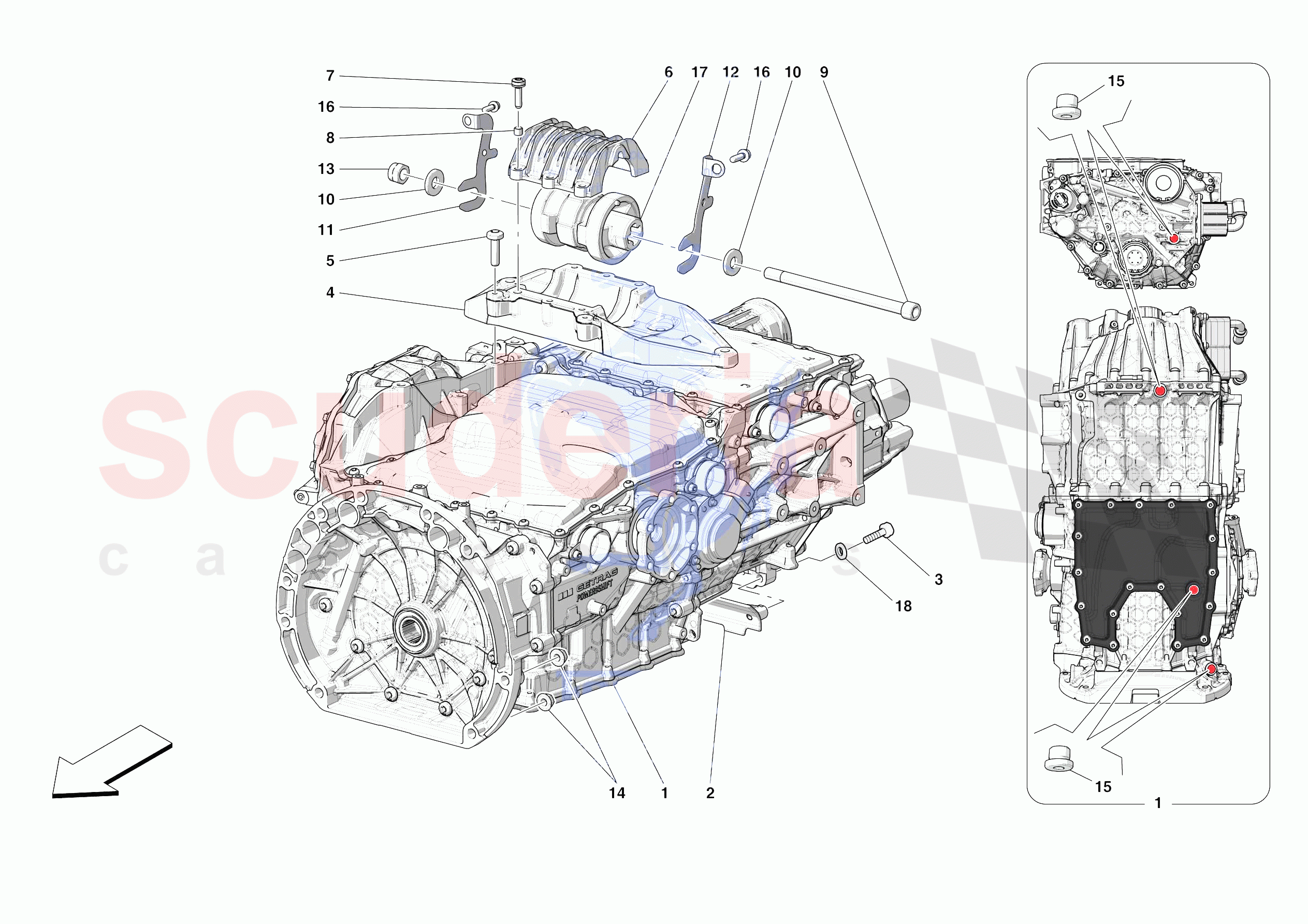 GEARBOX AND FASTENERS of Ferrari Ferrari SF90 Spider USA