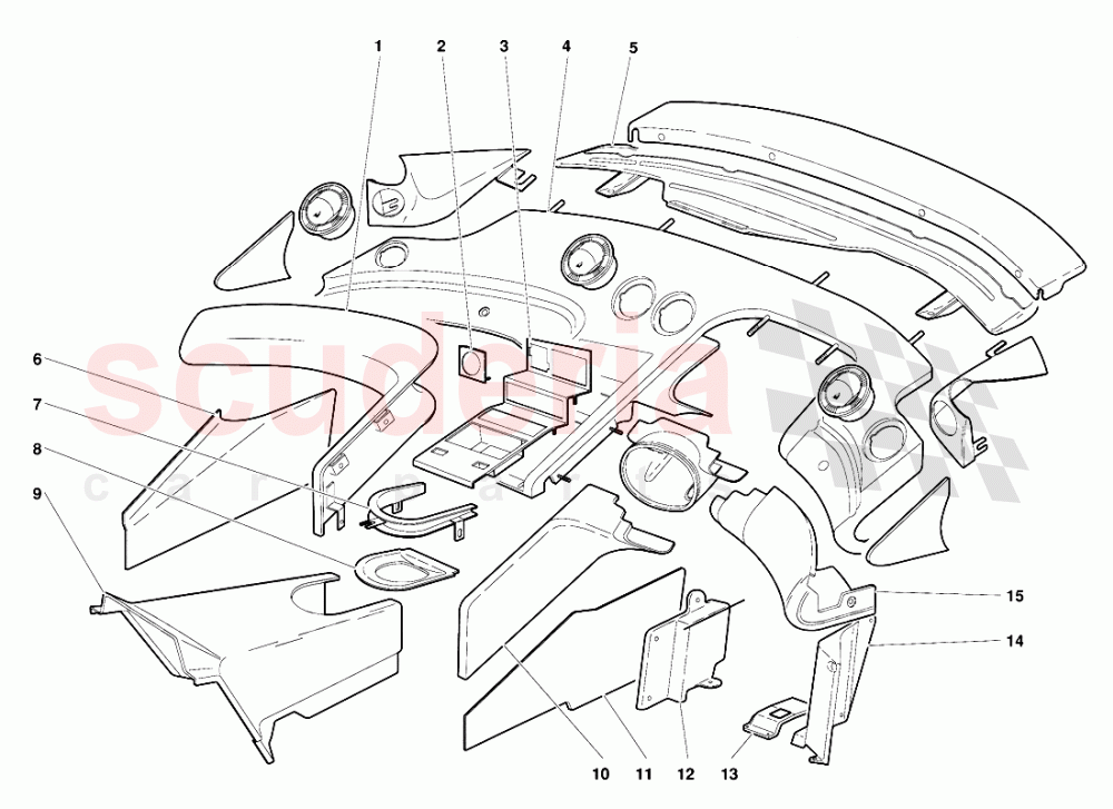 Passenger Compartment Trim (Valid for GB Version - October 1991) 1 of Lamborghini Lamborghini Diablo (1990-1998)