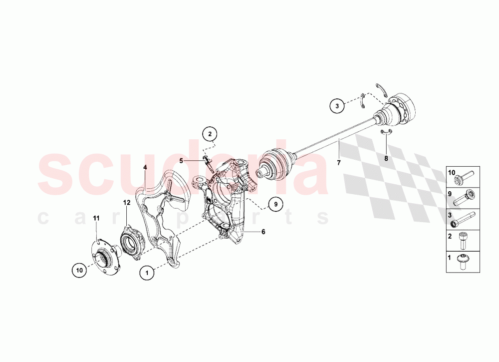 Front Drive Shaft of Lamborghini Lamborghini Aventador LP700 Coupe