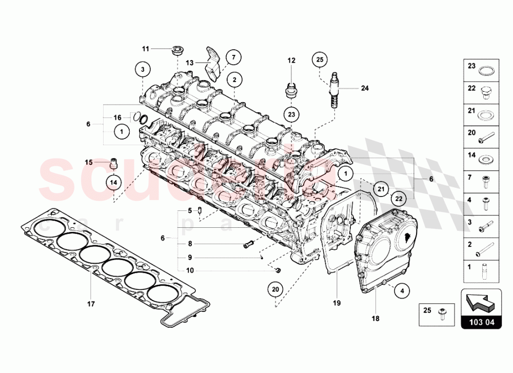 RIGHT CYLINDER HEAD AND COVER of Lamborghini Lamborghini Aventador LP700 Roadster