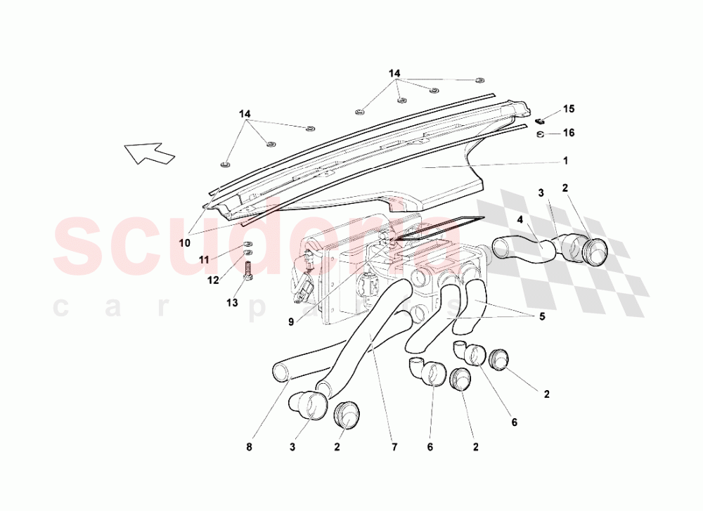 Dashboard Air Pipe of Lamborghini Lamborghini Murcielago LP640 Roadster