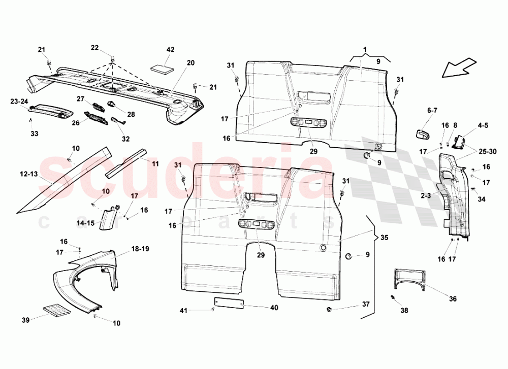 PASSENGER COMPARTMENT TRIMS of Lamborghini Lamborghini Gallardo LP550 Spyder