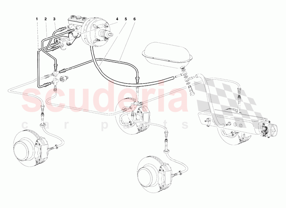 Brake System (Valid for R.H.D. - March 1997) of Lamborghini Lamborghini Diablo SV (1995-1997)