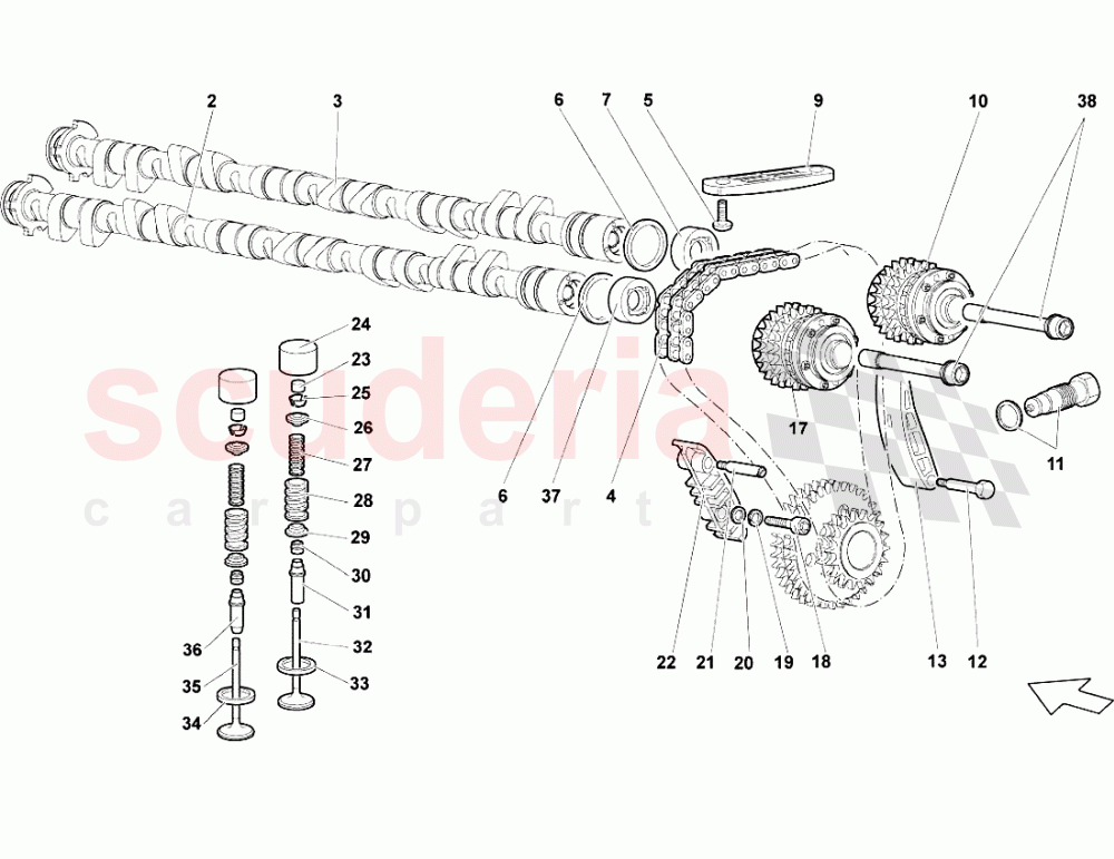 Left Head Timing System 2 of Lamborghini Lamborghini Murcielago LP640