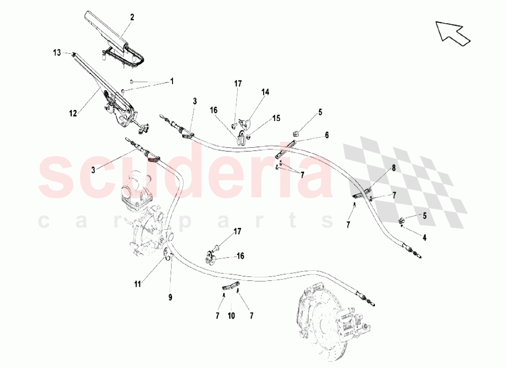 Hand Lever System - Brake Lever of Lamborghini Lamborghini Gallardo LP550 Coupe