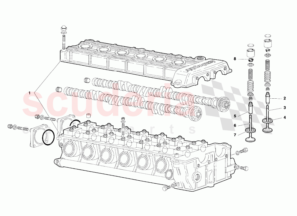 Left Cylinder Head (Valid for Canada - March 1997) of Lamborghini Lamborghini Diablo SV (1995-1997)