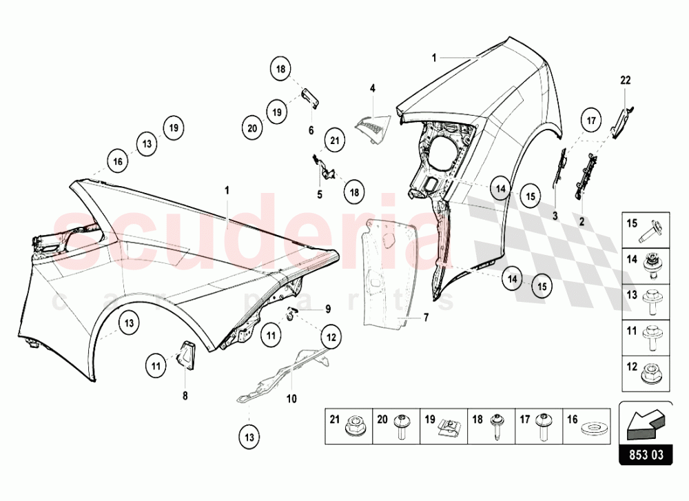 REAR FENDER of Lamborghini Lamborghini Huracan LP610 Coupe