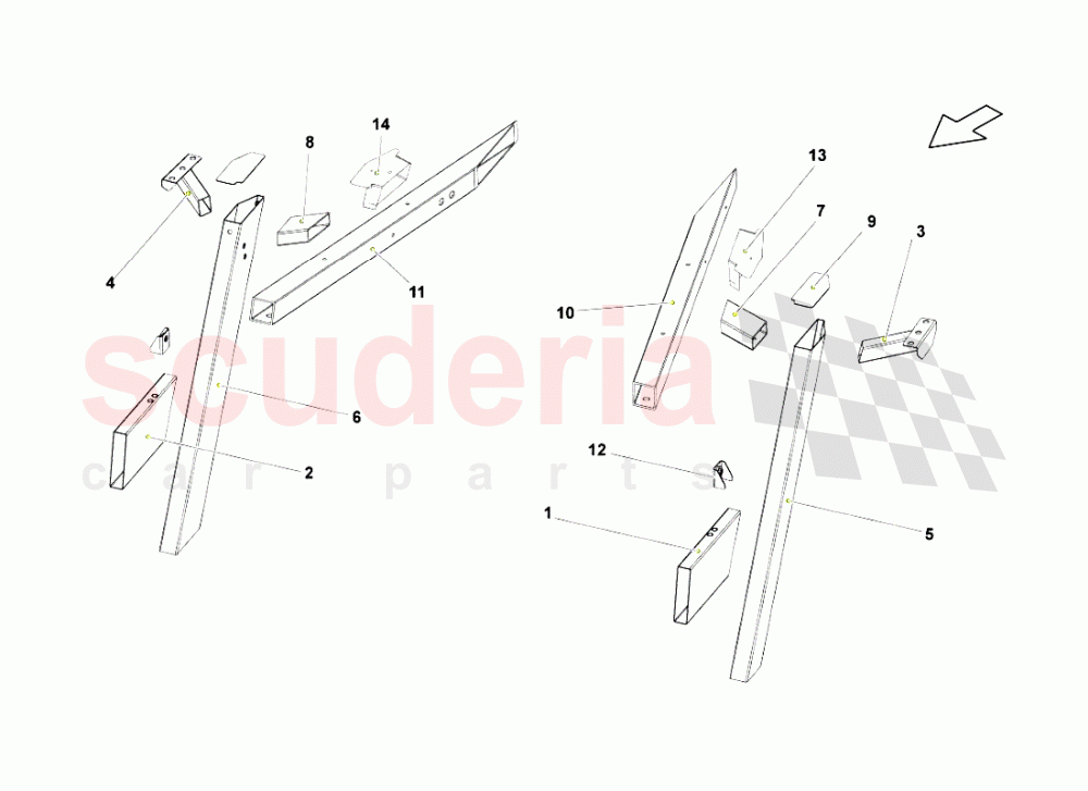 REAR FRAME ELEMENTS 3 of Lamborghini Lamborghini Gallardo LP550 Spyder