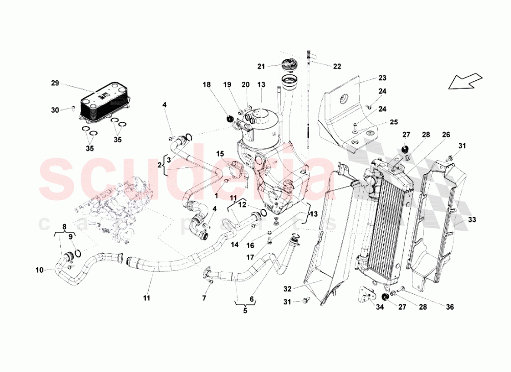 Oil System Radiator of Lamborghini Lamborghini Gallardo LP560 Spyder