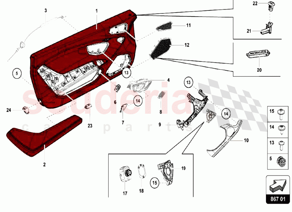 Inner Trims - Doors of Lamborghini Lamborghini Huracan LP580 Coupe