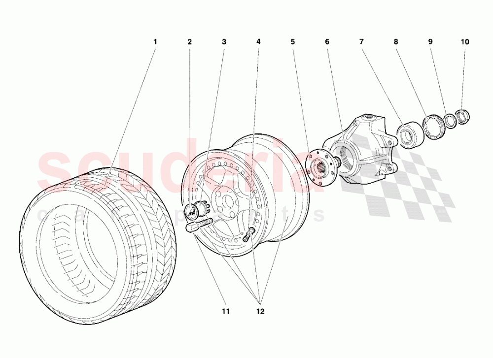 Front Wheel and Hub Carrier of Lamborghini Lamborghini Diablo SV (1995-1997)