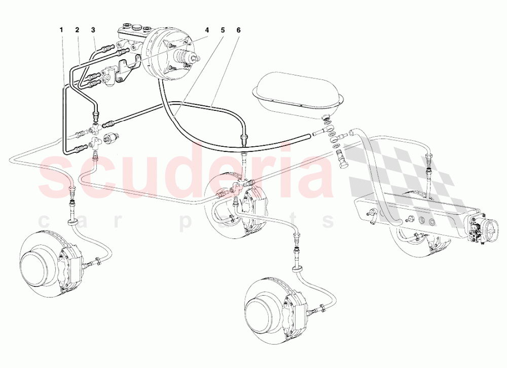 Brake System (Valid for R.H.D. Version - April 1994) of Lamborghini Lamborghini Diablo VT (1993-1998)