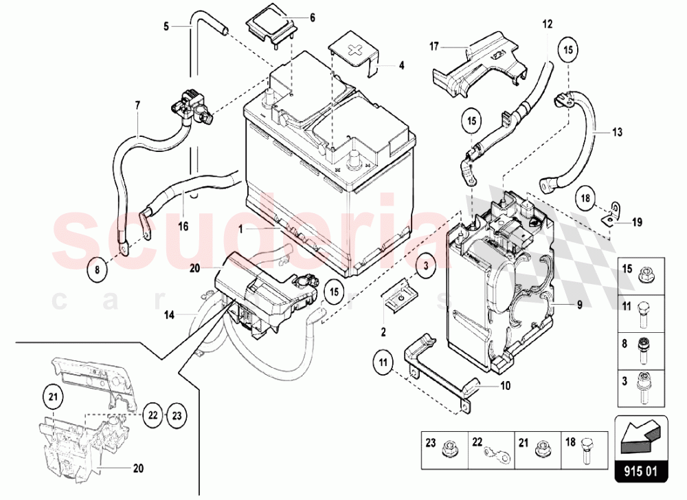 BATTERY - BATTERY MOUNTING of Lamborghini Lamborghini Aventador LP750 SV Coupe