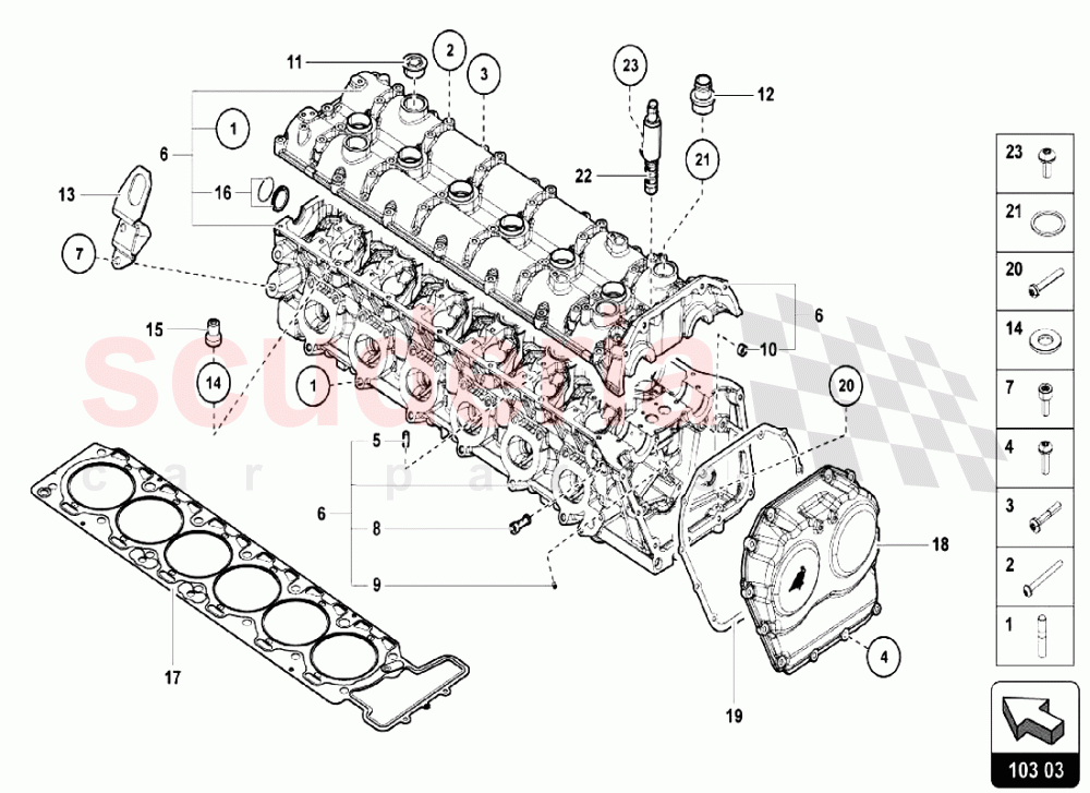 LEFT CYLINDER HEAD AND COVER of Lamborghini Lamborghini Aventador LP750 SV Roadster