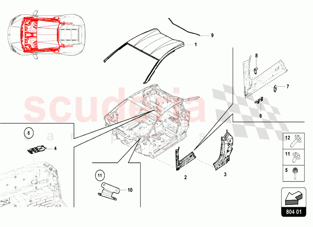 MONOCOQUE AND ROOF of Lamborghini Lamborghini Huracan LP610 Coupe