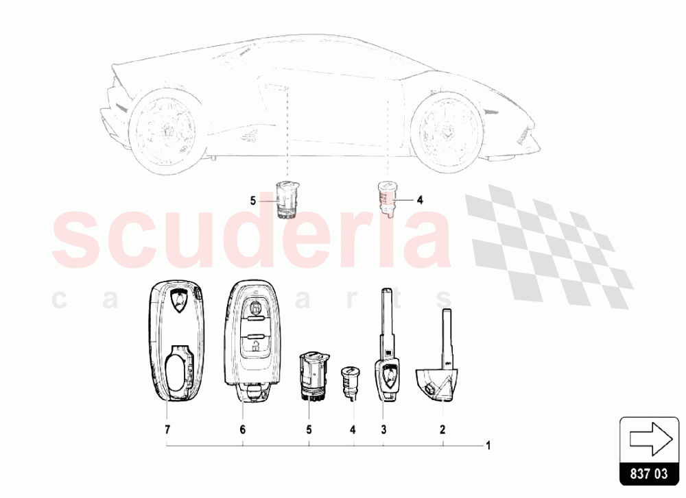 KEYS KIT of Lamborghini Lamborghini Huracan LP610 Spyder